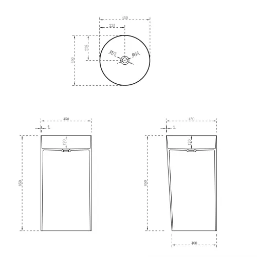 Раковина отдельностоящая ABBER Stein AS2506 белая матовая, изображение 5