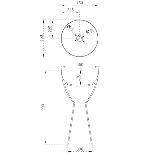 Раковина отдельностоящая ABBER Stein AS2507 белая матовая, изображение 5