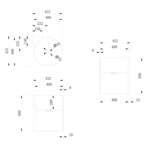 Раковина подвесная ABBER Stein AS2625 белая матовая, изображение 5
