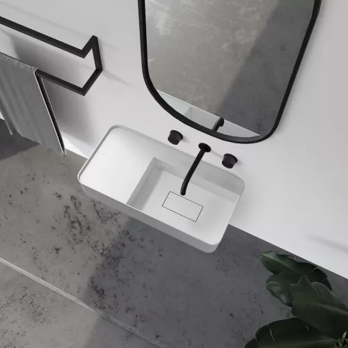 Раковина подвесная ABBER Stein AS2627-0.8 белая матовая, Выбрать размер: 80*40, изображение 4