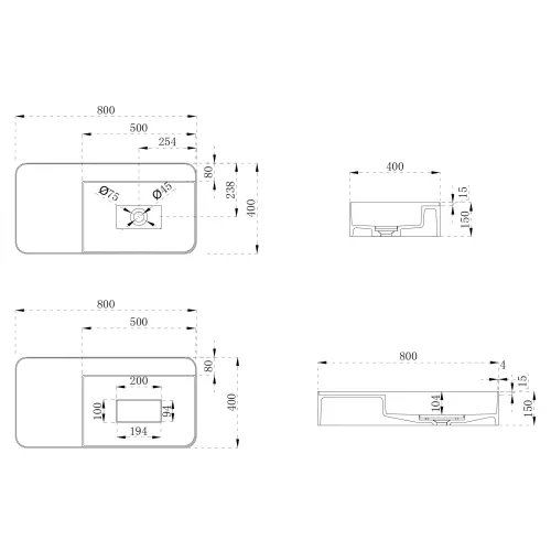 Раковина подвесная ABBER Stein AS2627-0.8 белая матовая, Выбрать размер: 80*40, изображение 5