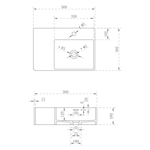 Раковина подвесная ABBER Stein AS2644 L/R белая матовая, Ориентация: Правая , изображение 4