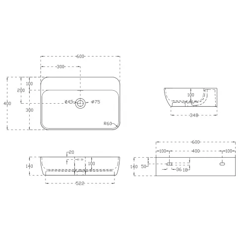 Раковина подвесная ABBER Stein AS2654 белая матовая, изображение 4