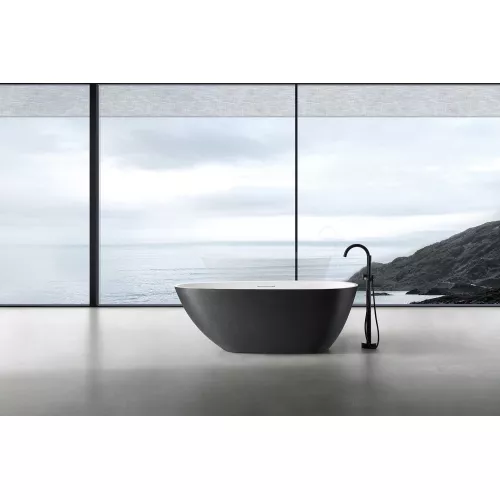 Ванна из искусственного камня ABBER Dortmund 170х75 черно-белая матовая, Выбрать цвет: Черный / Белый, изображение 2