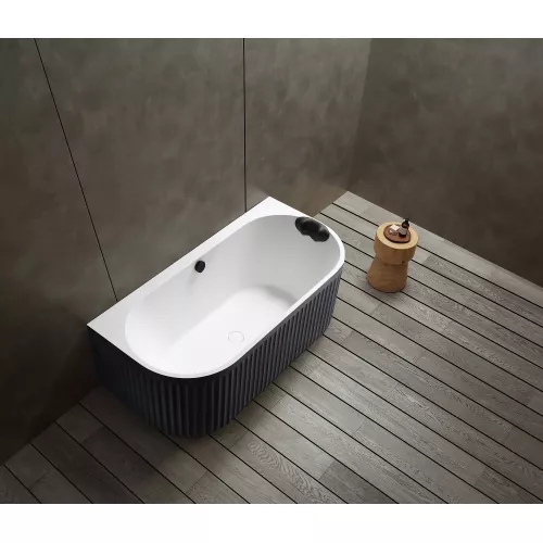 Ванна из искусственного камня ABBER Leipzig 170х80 черно-белая матовая, Выбрать цвет: Черно-белая, изображение 2