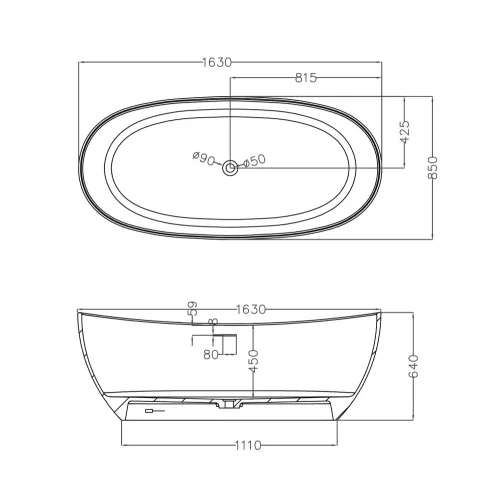 Ванна из искусственного камня ABBER Stein AS9615 белая матовая, Выбрать размер: 163х85, изображение 4