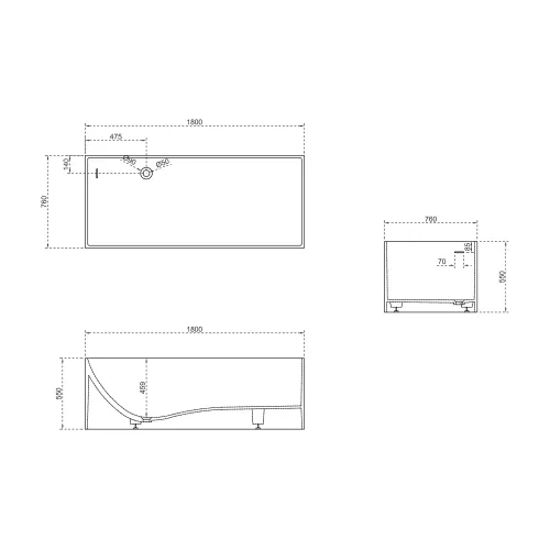 Ванна из искусственного камня ABBER Stein 180х76 белая матовая, изображение 7