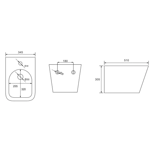 Биде ABBER Rechteck AC1250MB подвесное черное матовое, Выбрать цвет: Черный матовый, изображение 8