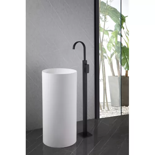 Смеситель ABBER Wasserfall AF8640B напольный для раковины, черный матовый, Выбрать цвет: Чёрный, изображение 2