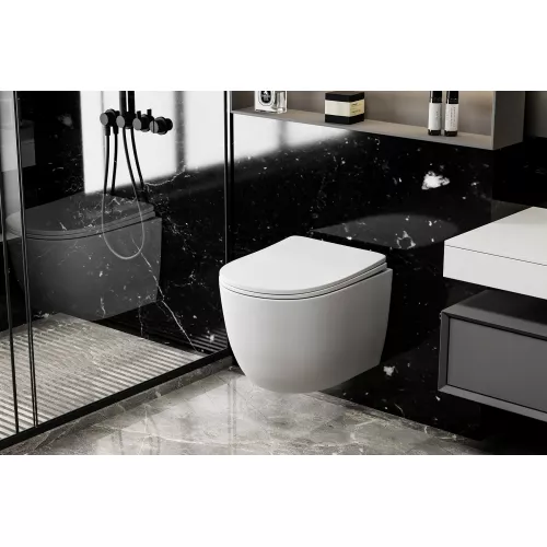 Унитаз ABBER Bequem AC1100MW подвесной белый матовый, безободковый, Выбрать цвет: Белый матовый, изображение 3