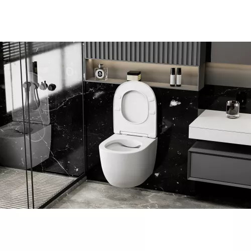 Унитаз ABBER Bequem AC1100MW подвесной белый матовый, безободковый, Выбрать цвет: Белый матовый, изображение 4