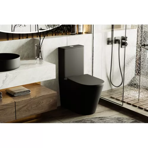 Унитаз ABBER Bequem AC1112TMB компакт черный матовый, безободковый, Выбрать цвет: Черный матовый, изображение 2