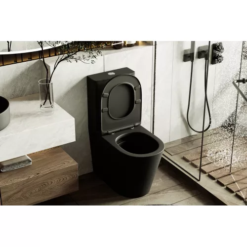 Унитаз ABBER Bequem AC1112TMB компакт черный матовый, безободковый, Выбрать цвет: Черный матовый, изображение 4