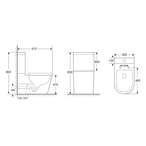 Унитаз ABBER Bequem AC1112TMB компакт черный матовый, безободковый, Выбрать цвет: Черный матовый, изображение 12