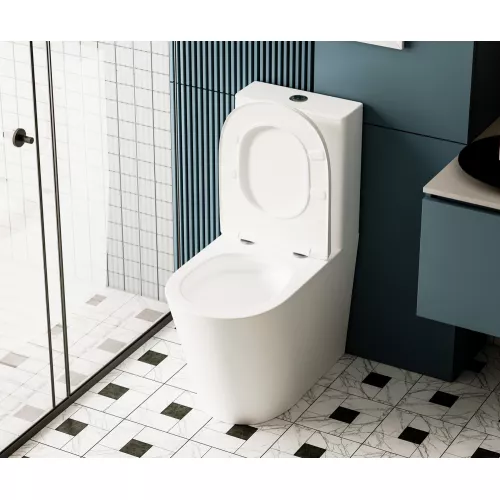 Унитаз ABBER Bequem AC1112TMW компакт белый матовый, безободковый, Выбрать цвет: Белый матовый, изображение 4