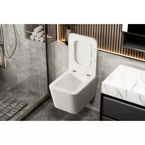 Унитаз ABBER Rechteck AC1201MW подвесной белый матовый, безободковый, Выбрать цвет: Белый матовый, изображение 4