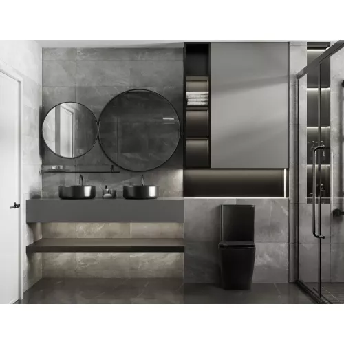 Унитаз ABBER Rechteck AC1210TMB компакт черный матовый, безободковый, смыв торнадо, Выбрать цвет: Черный матовый, изображение 2