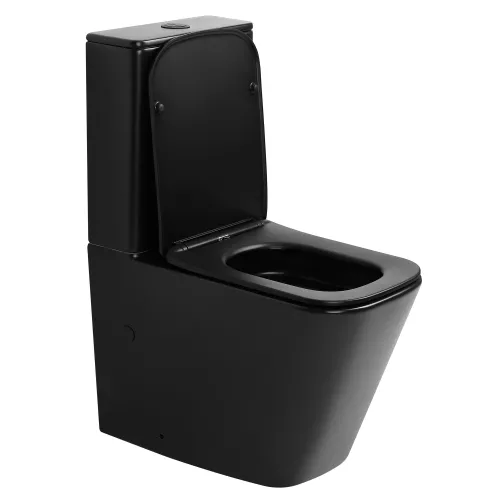 Унитаз ABBER Rechteck AC1210TMB компакт черный матовый, безободковый, смыв торнадо, Выбрать цвет: Черный матовый, изображение 4