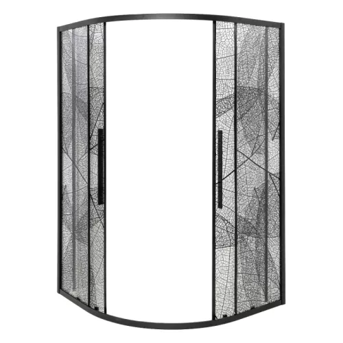 Душевое ограждение HB90 DTO четверть круга, Цвет стекла: с рисунком, Цвет профиля: Черный, Выбрать размер: 90х90, изображение 3