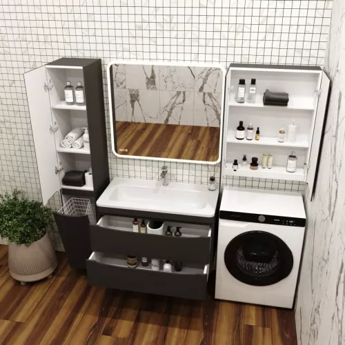 Подвесной шкаф  Style Line "Бергамо мини 60" Люкс антискрейтч черный, PLUS, Выбрать цвет: Черный, изображение 3