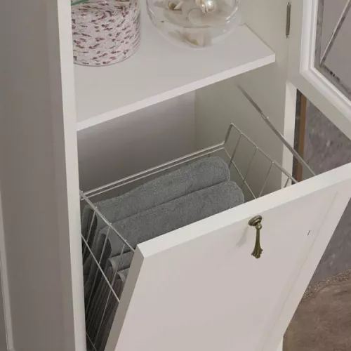 Пенал левый/правый с бельевой корзиной OPADIRIS Борджи слоновая кость, Выбрать цвет: Слоновая кость, Ориентация: Левая, изображение 5