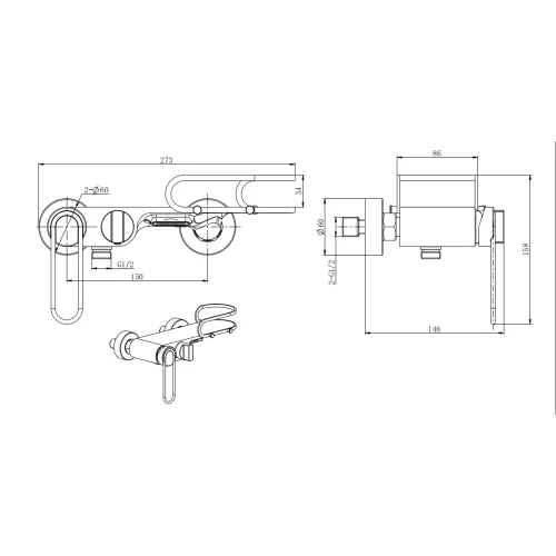 Душевая система без тропического душа ACWEN JL-13111MW  белый/золото, изображение 12