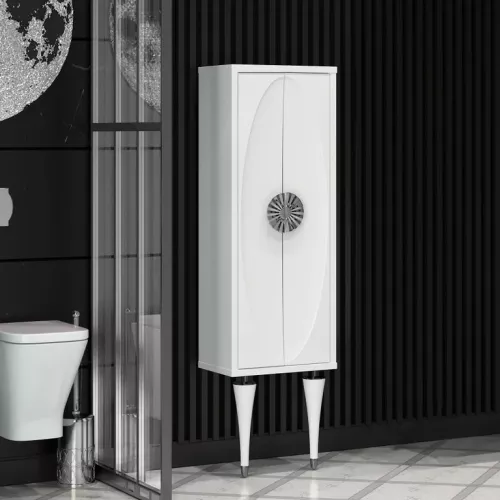 Пенал OPADIRIS  Ибица 2-створчатый  Белый/Хром, Выбрать цвет: Белый/хром, изображение 3