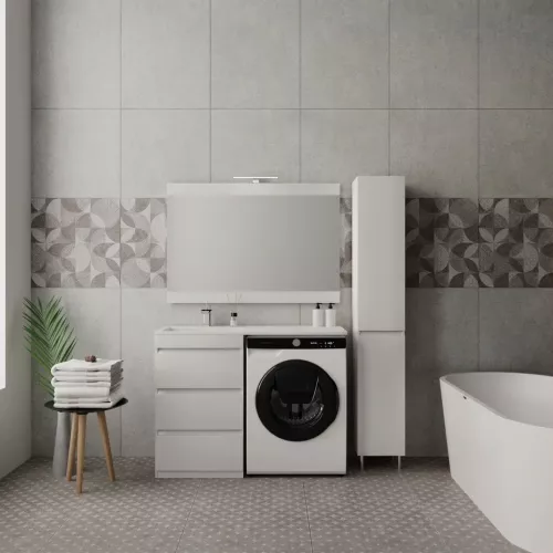 Тумба напольная Style Line "Даллас 110" (3 ящ.) Люкс белая PLUS, изображение 9