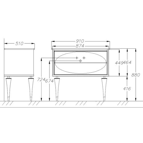 Тумба с раковиной напольная OPADIRIS Ибица-90 Белый/Золото, Выбрать размер: 90, Выбрать цвет: Белый/золото, изображение 6
