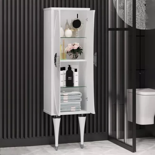 Пенал OPADIRIS  Ибица 2-створчатый  Белый/Хром, Выбрать цвет: Белый/хром, изображение 4