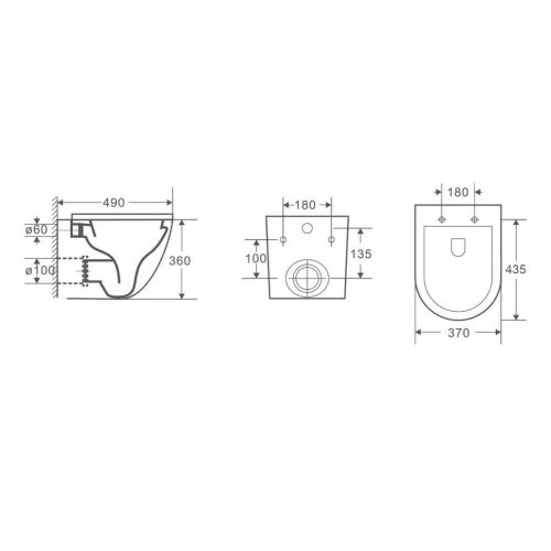 Унитаз подвесной CeramaLux 2197, Выбрать цвет: Белый, изображение 3