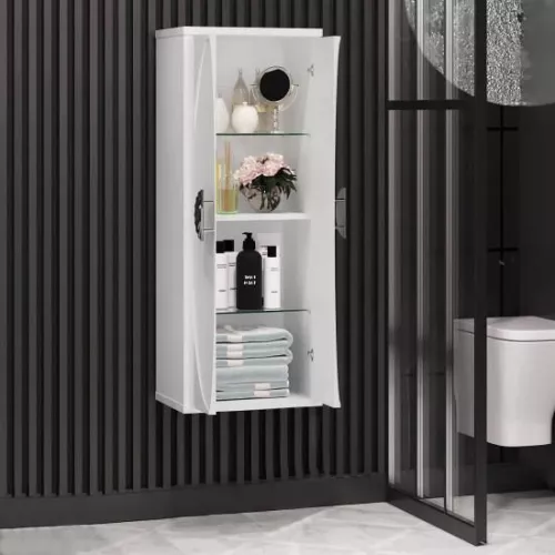 Пенал OPADIRIS  Ибица 2-створчатый  Белый/Хром, Выбрать цвет: Белый/хром, изображение 2