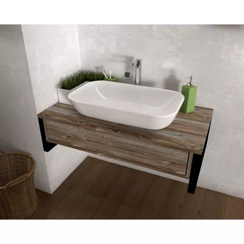 Тумба подвесная 1Marka GRUNGE LOFT дуб намибия, Выбрать цвет: Дуб Намибия, Выбрать размер: 100, изображение 4