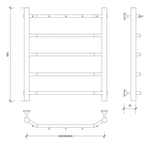 Полотенцесушитель Secado Агата 1 К , с крючками, водяной, хром, Выбрать размер: 40х60, изображение 2