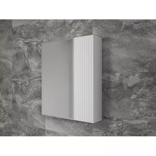 Зеркальный шкаф «Стокгольм»  белый рифленый софт, Выбрать цвет: Белый, Выбрать размер: 60, изображение 2