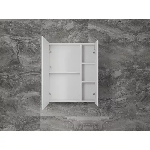 Зеркальный шкаф «Стокгольм»  белый рифленый софт, Выбрать цвет: Белый, Выбрать размер: 60, изображение 3