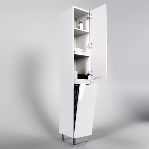 Колонна универсальная "Марелла" с корзиной, Люкс антискрейтч белый глянец, PLUS, Выбрать цвет: Белый глянец, Выбрать размер: 30, Ориентация: правая, изображение 3