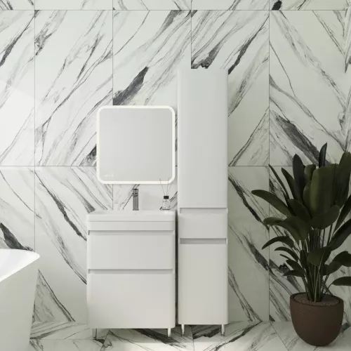 Тумба напольная с раковиной Style Line Атлантика белый, Выбрать цвет: Белый, Выбрать размер: 60, изображение 2