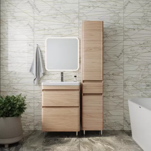 Тумба напольная с раковиной Style Line Атлантика, ясень перламутр, Выбрать цвет: Ясень перламутр, Выбрать размер: 60, изображение 4