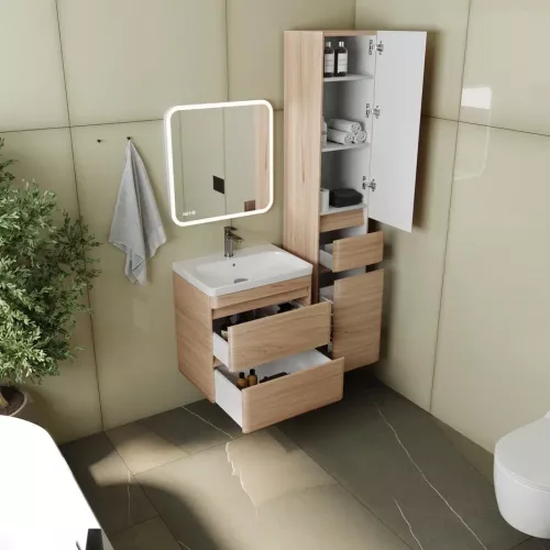 Тумба подвесная с раковиной Style Line  Атлантика, Выбрать цвет: Ясень перламутр, Выбрать размер: 60, изображение 3