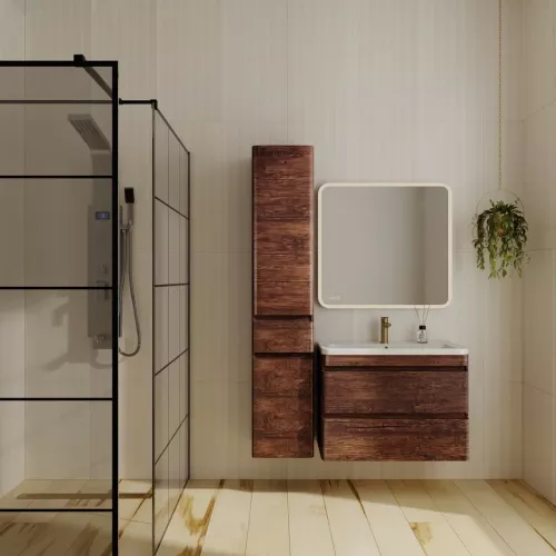 Тумба подвесная с раковиной Style Line  Атлантика, Выбрать цвет: Старое дерево, Выбрать размер: 80, изображение 2