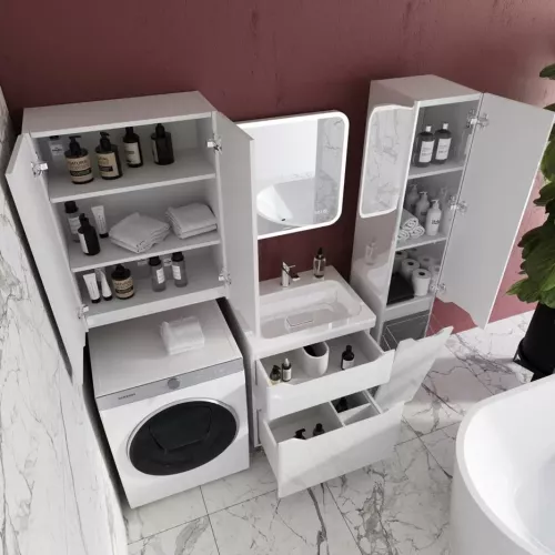 Тумба напольная с раковиной "Марелла " (2 ящ.) Люкс антискрейтч белый глянец, PLUS, Выбрать цвет: Белый глянец, Выбрать размер: 60, изображение 5