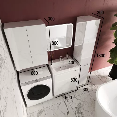 Тумба напольная с раковиной "Марелла " (2 ящ.) Люкс антискрейтч белый глянец, PLUS, Выбрать цвет: Белый глянец, Выбрать размер: 60, изображение 7