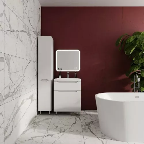 Тумба напольная с раковиной "Марелла " (2 ящ.) Люкс антискрейтч белый матовый, PLUS, Выбрать цвет: Белый матовый, Выбрать размер: 60, изображение 6