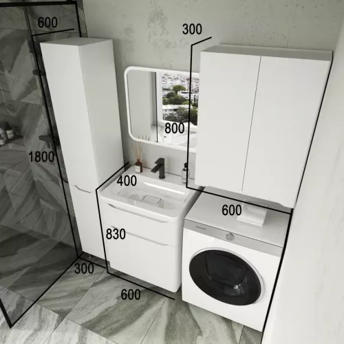 Тумба напольная с раковиной "Марелла " (2 ящ.) Люкс антискрейтч белый матовый, PLUS, Выбрать цвет: Белый матовый, Выбрать размер: 60, изображение 7