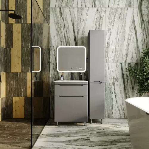 Тумба напольная с раковиной "Марелла " (2 ящ.) Люкс антискрейтч серый, PLUS, Выбрать цвет: Серый, Выбрать размер: 60, изображение 6