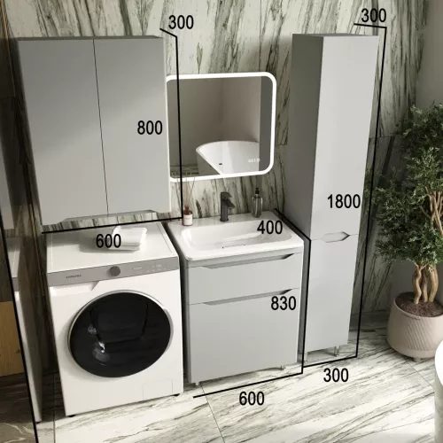 Тумба напольная с раковиной "Марелла " (2 ящ.) Люкс антискрейтч серый, PLUS, Выбрать цвет: Серый, Выбрать размер: 60, изображение 7