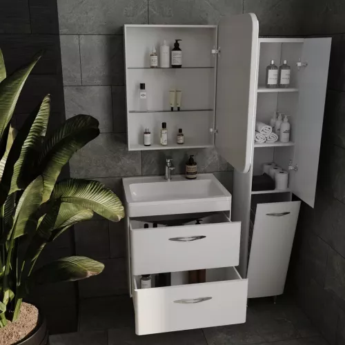 Тумба подвесная с раковиной Style Line Каре, Выбрать размер: 60, изображение 11