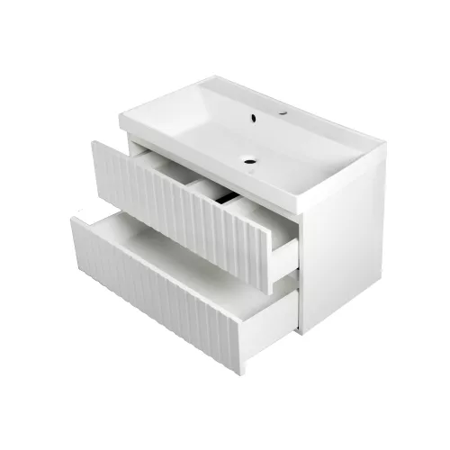 Тумба подвесная ACWEN Элеганс  белый матовый с раковиной, Выбрать цвет: Белый матовый, Выбрать размер: 70, изображение 6