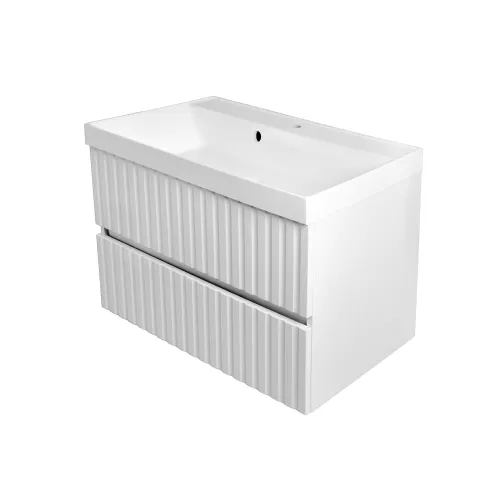 Тумба подвесная ACWEN Элеганс  белый матовый с раковиной, Выбрать цвет: Белый матовый, Выбрать размер: 70, изображение 5